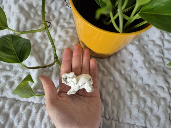 Figurine Éléphant Howlite, Zimbabwe, Qualité A – Image 2