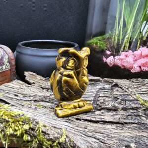 Figurine Chouette, Œil de Tigre, Afrique du Sud, Qualité A