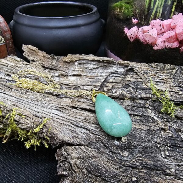 Pendentif Goutte Aventurine Verte, Brésil, Qualité A+
