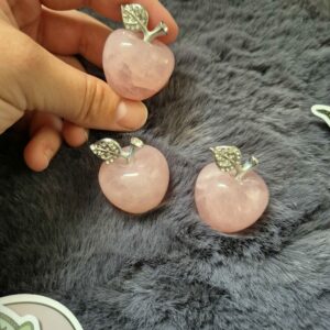 Figurine Pomme, Quartz rose, qualité AA