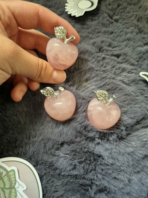 Figurine Pomme, Quartz rose, qualité AA
